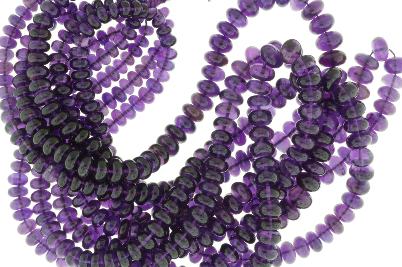 Deep Purple Amethyst 7mm Smooth Rondelles