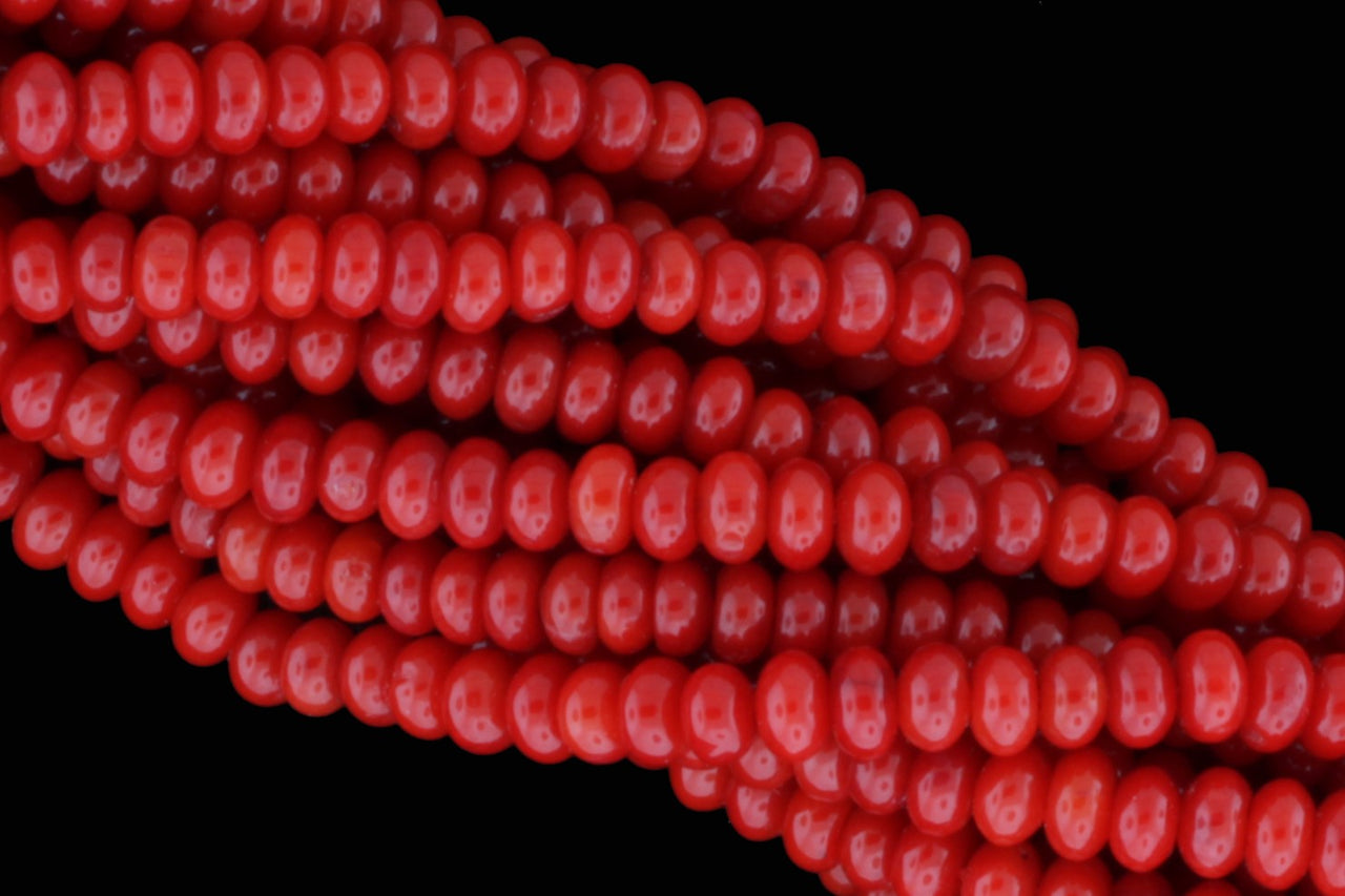 Red Coral 4mm Smooth Rondelles