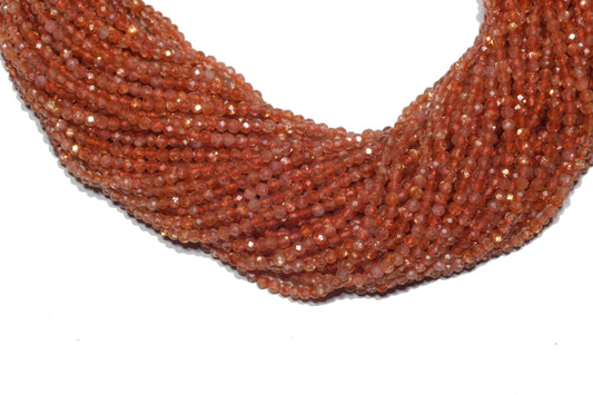 Orange Sunstone 2mm Faceted Rounds