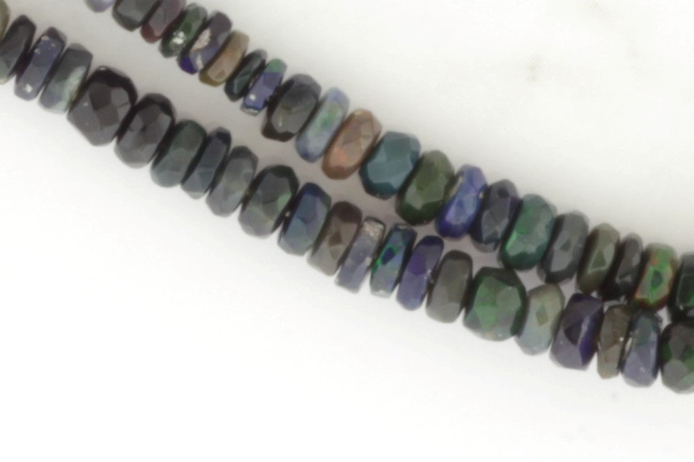 Black Ethiopian Opal 3mm Faceted Rondelles