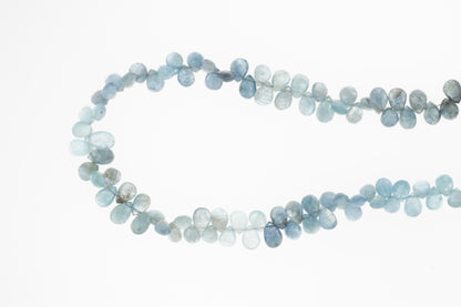 Blue Moss Aquamarine 8x6mm Faceted Pear Shaped Briolettes