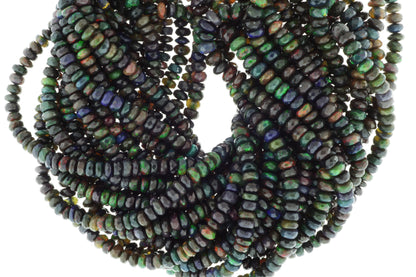 Black Ethiopian Opal 4mm Faceted Rondelles