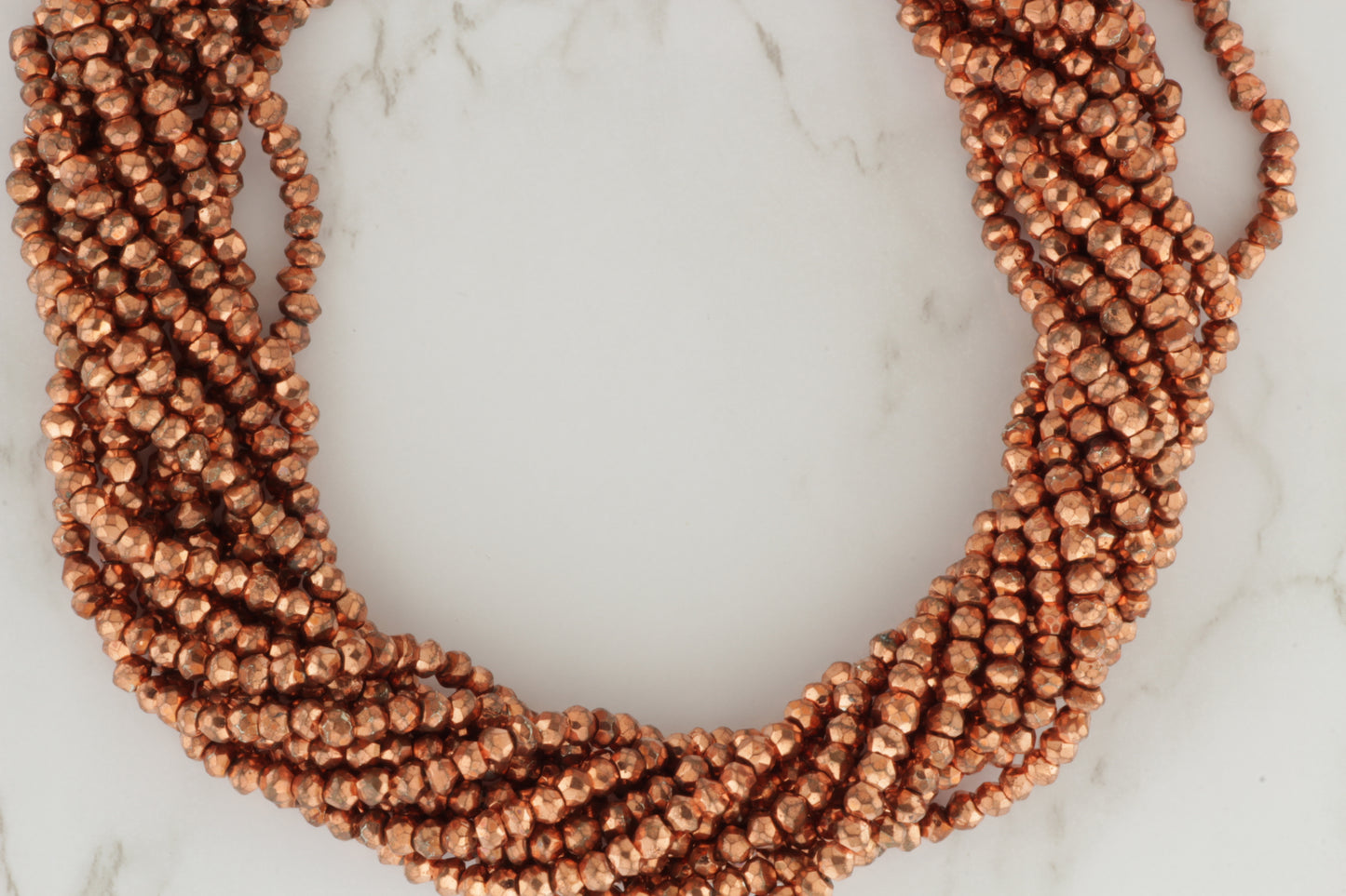 Rose Gold Plated Pyrite 3.5mm Faceted Rondelles