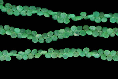Apple Green Chrysoprase 7mm Faceted Heart Shaped Briolettes