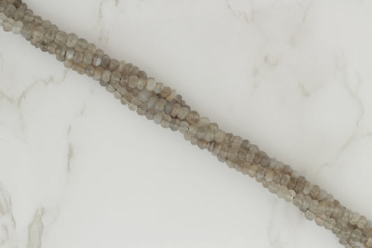 Gray Moonstone 4mm Faceted Rondelles