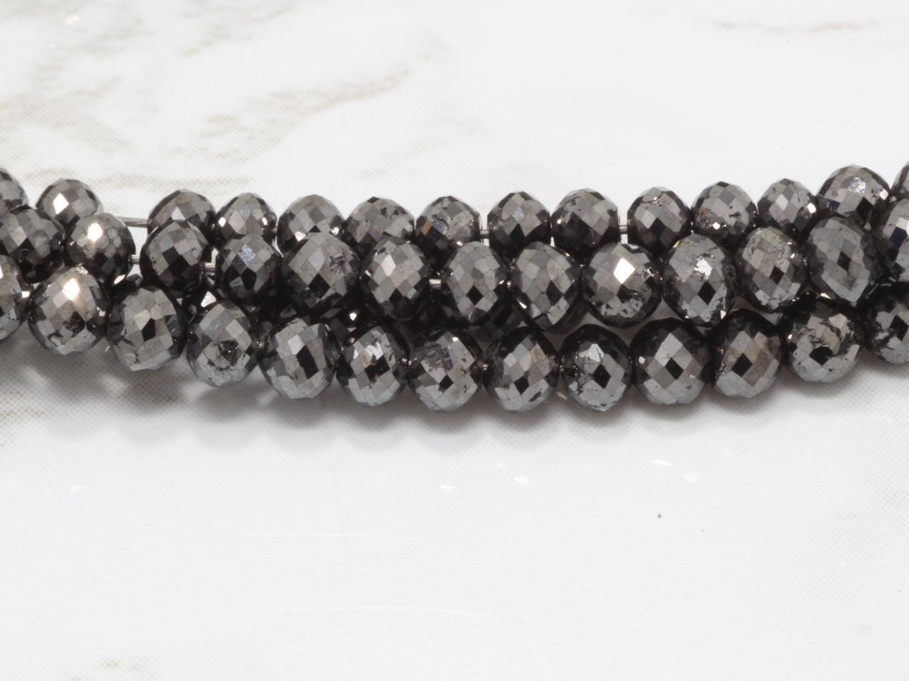 Black Diamond 2.5mm - 3.5mm Faceted Rondelles Bead Strand