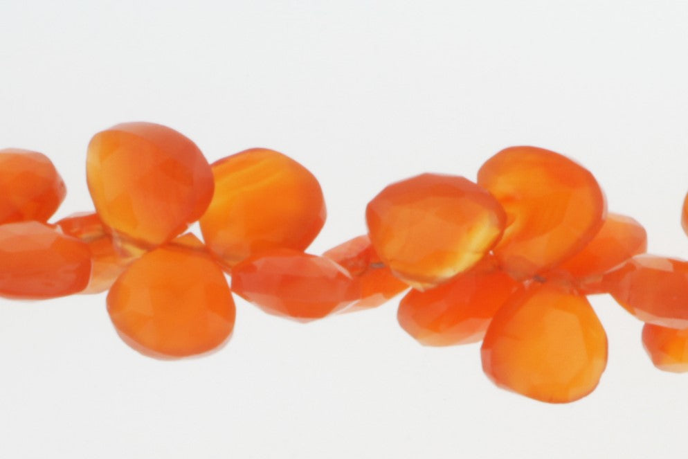 Orange Carnelian 8mm Faceted Heart Shaped Briolettes