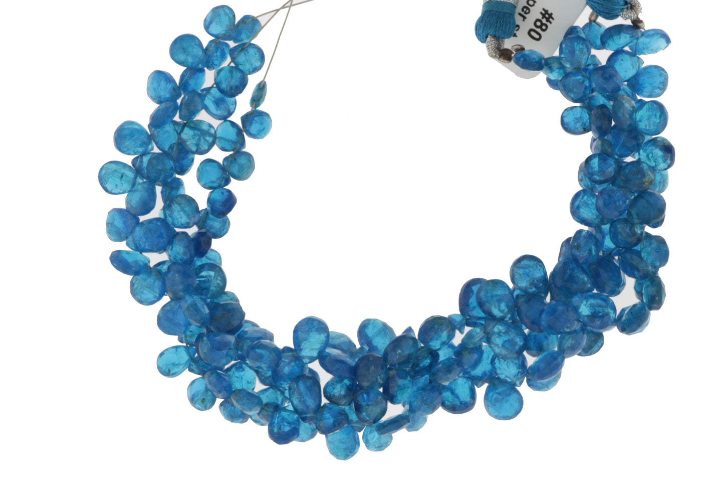 Neon Blue Apatite 7x5mm Faceted Pear Shaped Briolettes