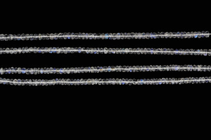 AA Blue Rainbow Moonstone 4mm Faceted Rondelles