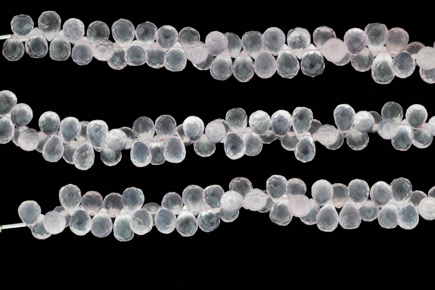 Pink Rose Quartz 8x6mm Faceted Teardrop Briolettes