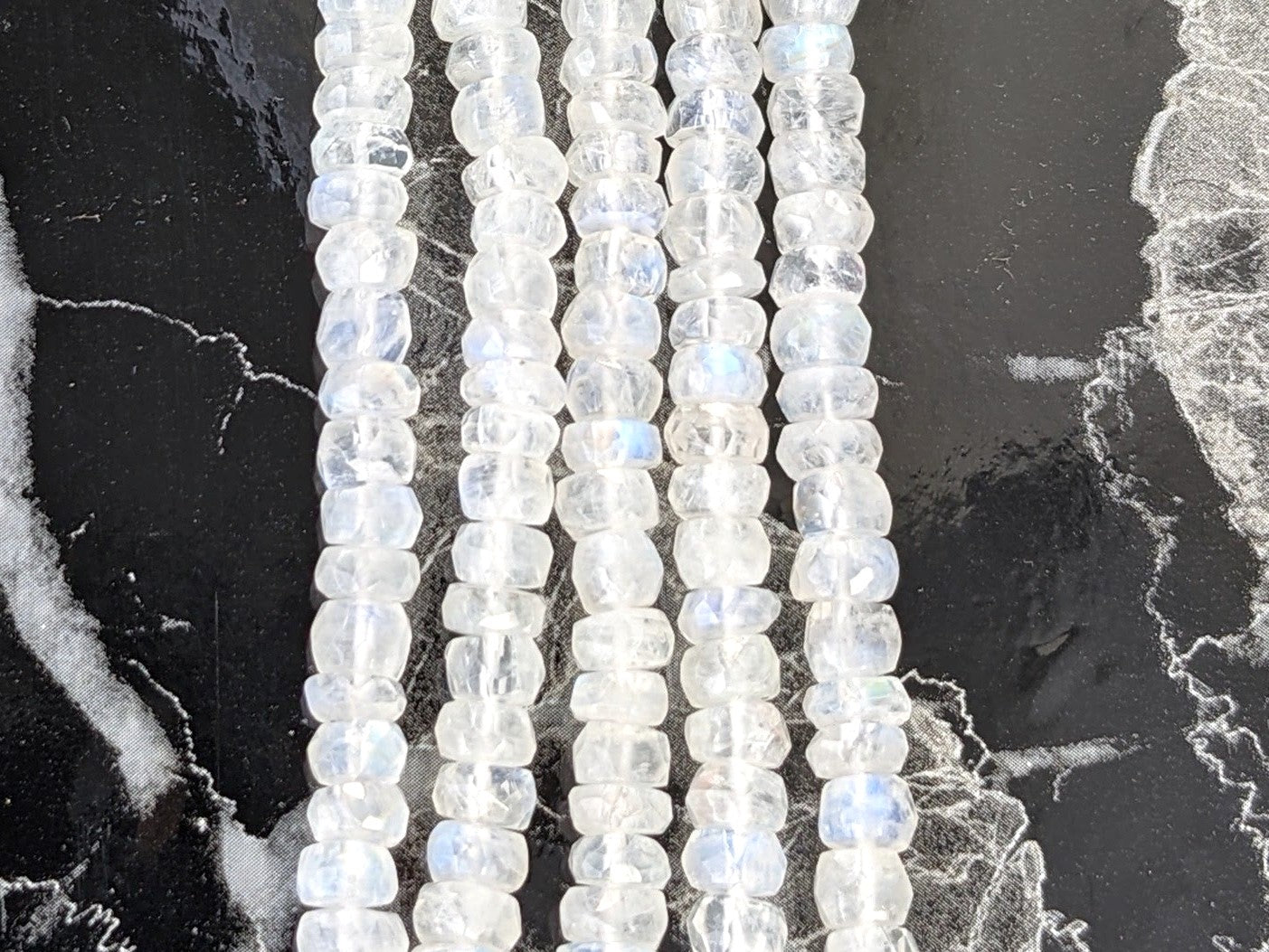 Rainbow Moonstone 5.5mm Faceted Rondelles