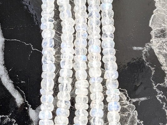 Rainbow Moonstone 5.5mm Faceted Rondelles