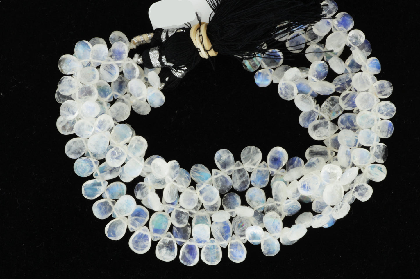 Blue Rainbow Moonstone 7x5mm Faceted Pear Shaped Briolettes