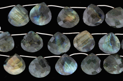 Blue Labradorite 20mm Faceted Heart Shaped Briolettes