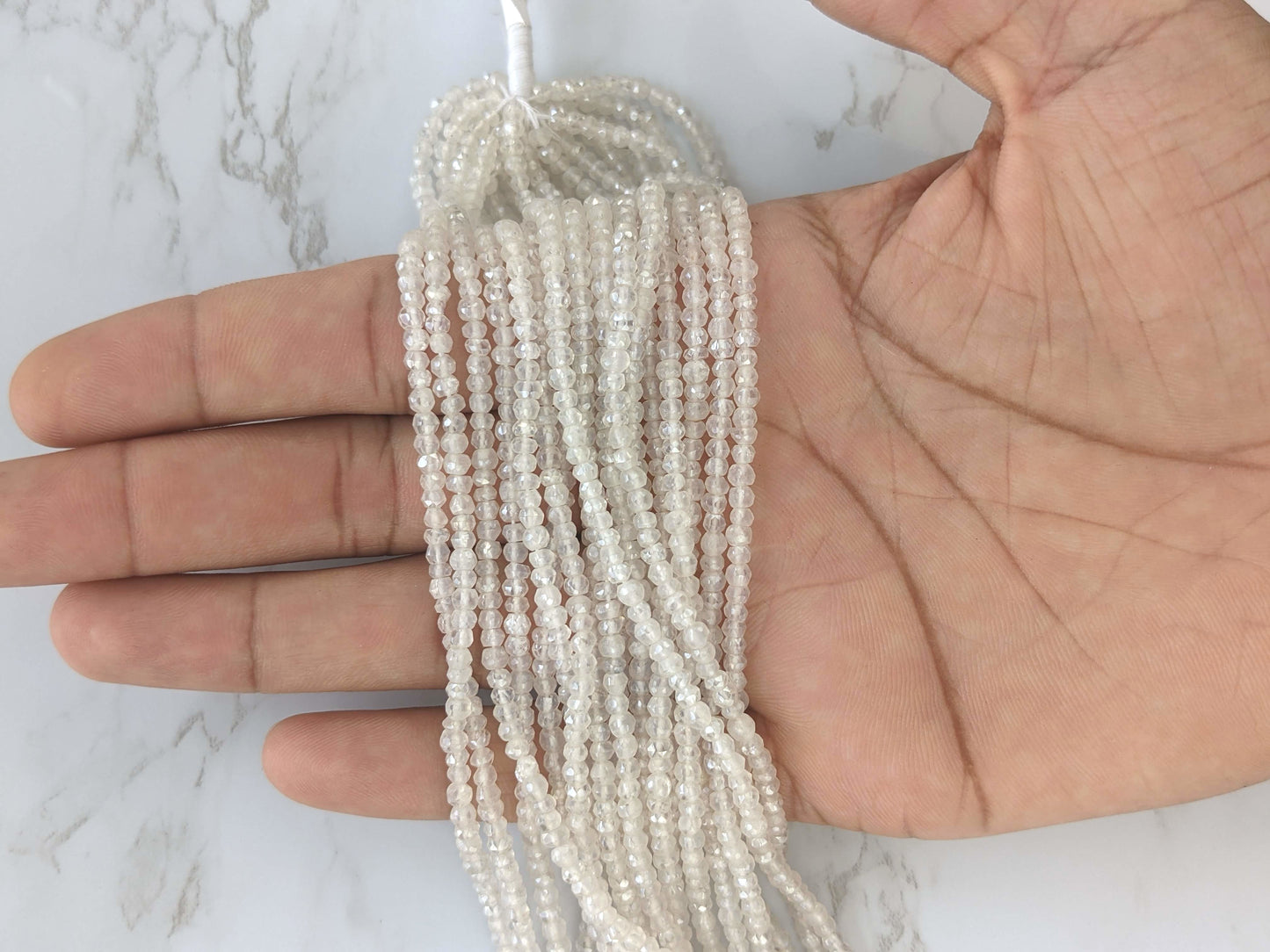 Coated White Moonstone 3.5mm Faceted Rondelles
