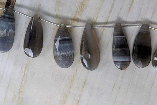 Botswana Agate 22x10mm Faceted Pear Shaped Briolettes