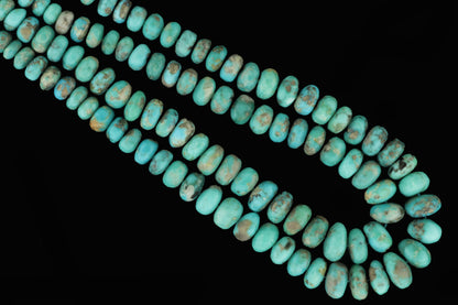 Natural Blue and Black Turquoise 6mm Faceted Rondelles
