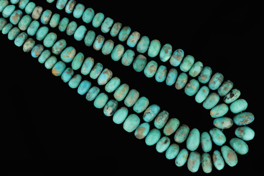 Natural Blue and Black Turquoise 6mm Faceted Rondelles
