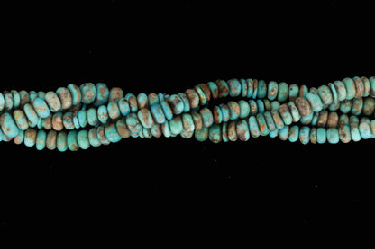 Natural Blue and Black Turquoise 7mm Smooth Rondelles