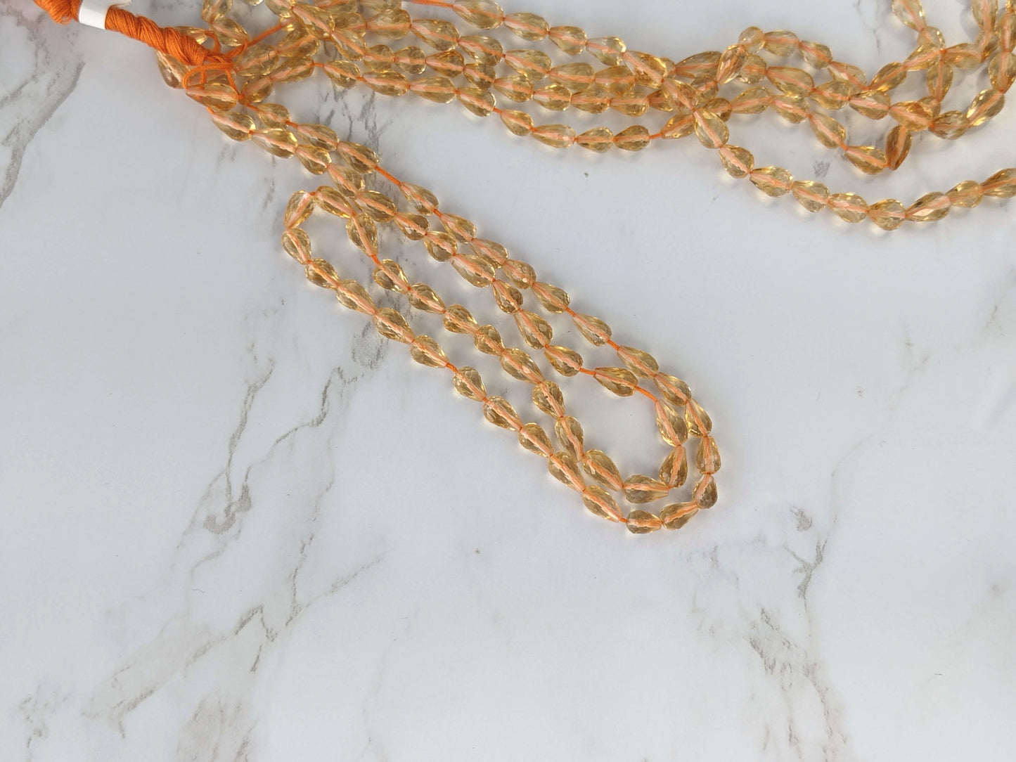 Yellow Citrine 8x6mm Center Drilled Teardrop Briolettes