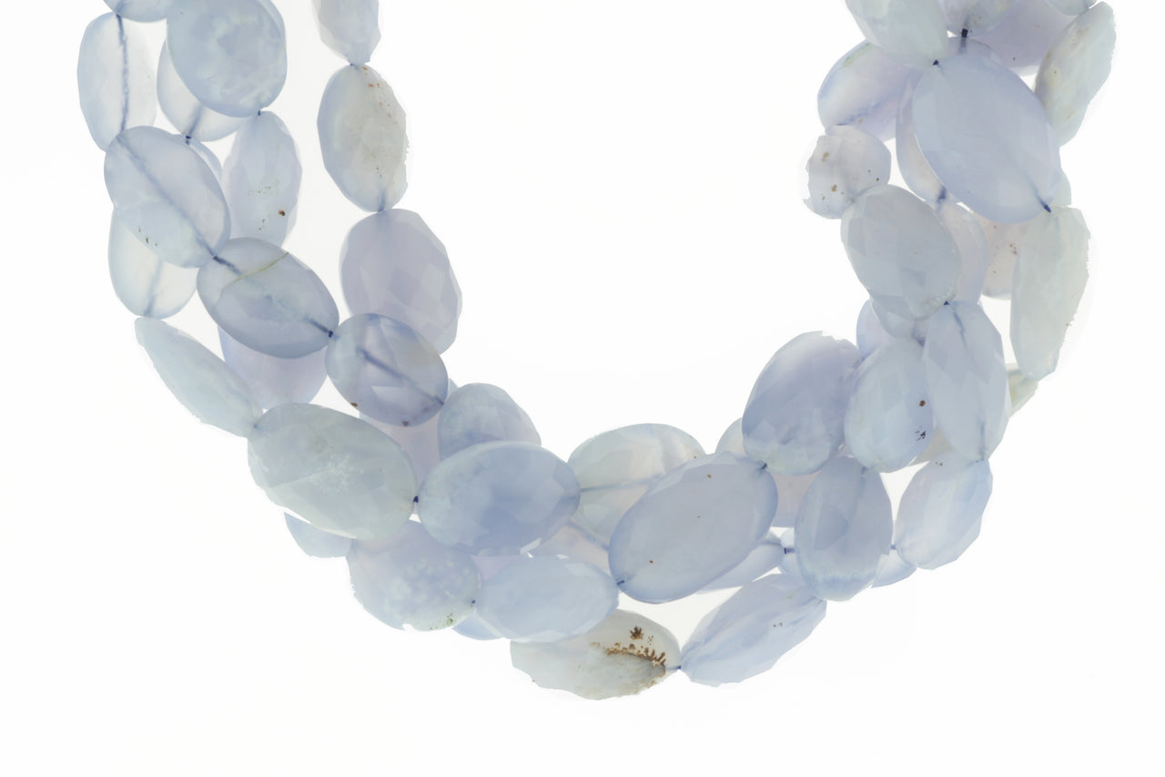 Natural Blue Chalcedony 16x12mm Faceted Ovals