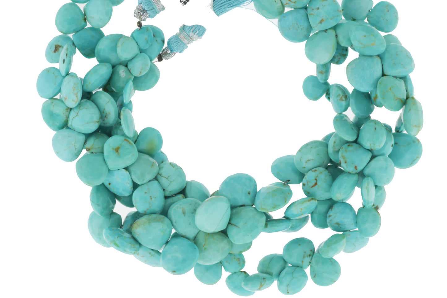Natural Blue Turquoise 9mm Faceted Heart Shaped Briolettes