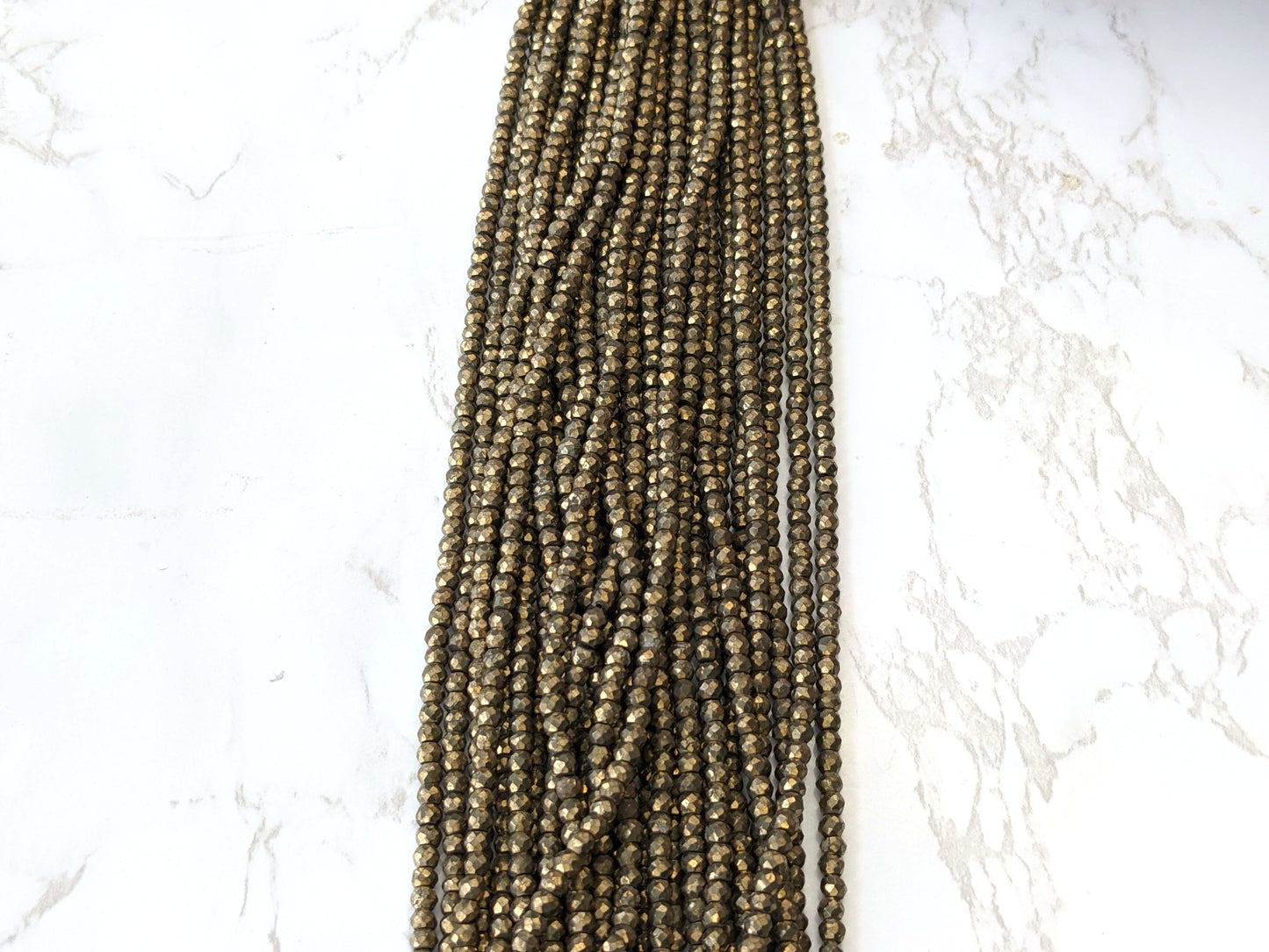 Natural Pyrite 4mm Faceted Rondelles