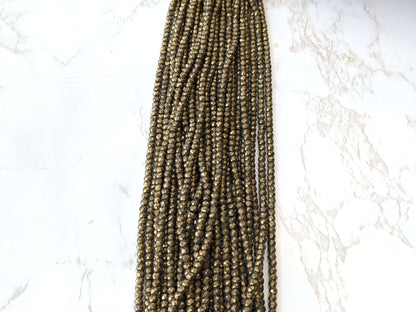 Natural Pyrite 4mm Faceted Rondelles