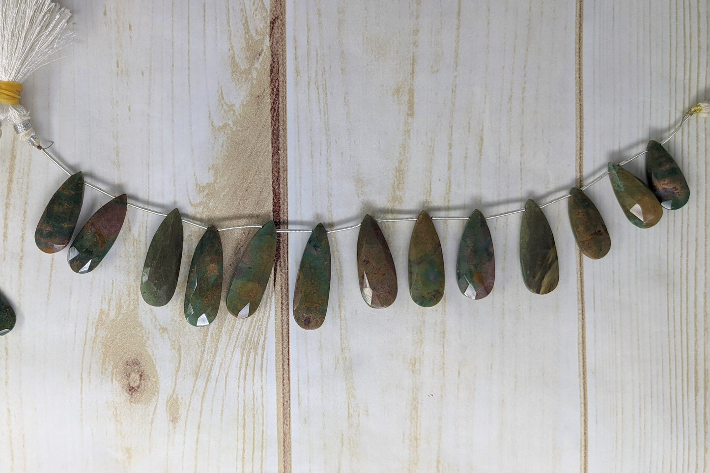 Bi-Color Agate 25x12mm Faceted Pear Shaped Briolettes