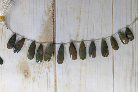 Bi-Color Agate 25x12mm Faceted Pear Shaped Briolettes