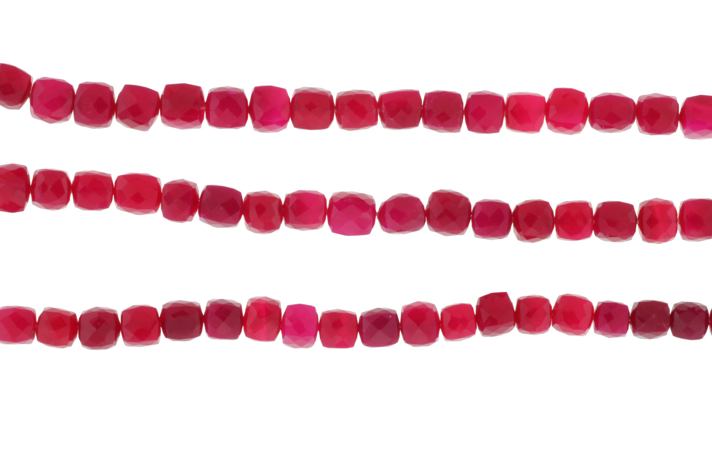 Dark Hot Pink Chalcedony 6mm Faceted Cubes