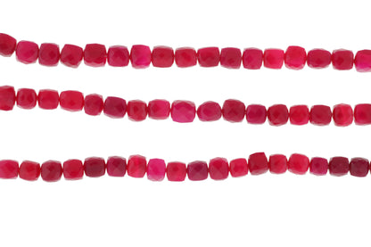 Dark Hot Pink Chalcedony 6mm Faceted Cubes