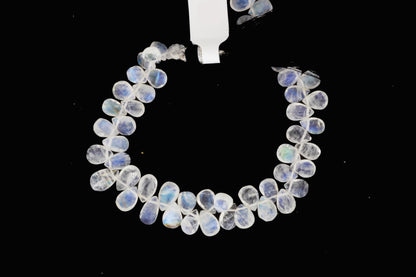 Blue Rainbow Moonstone 8x5mm Faceted Pear Shaped Briolettes