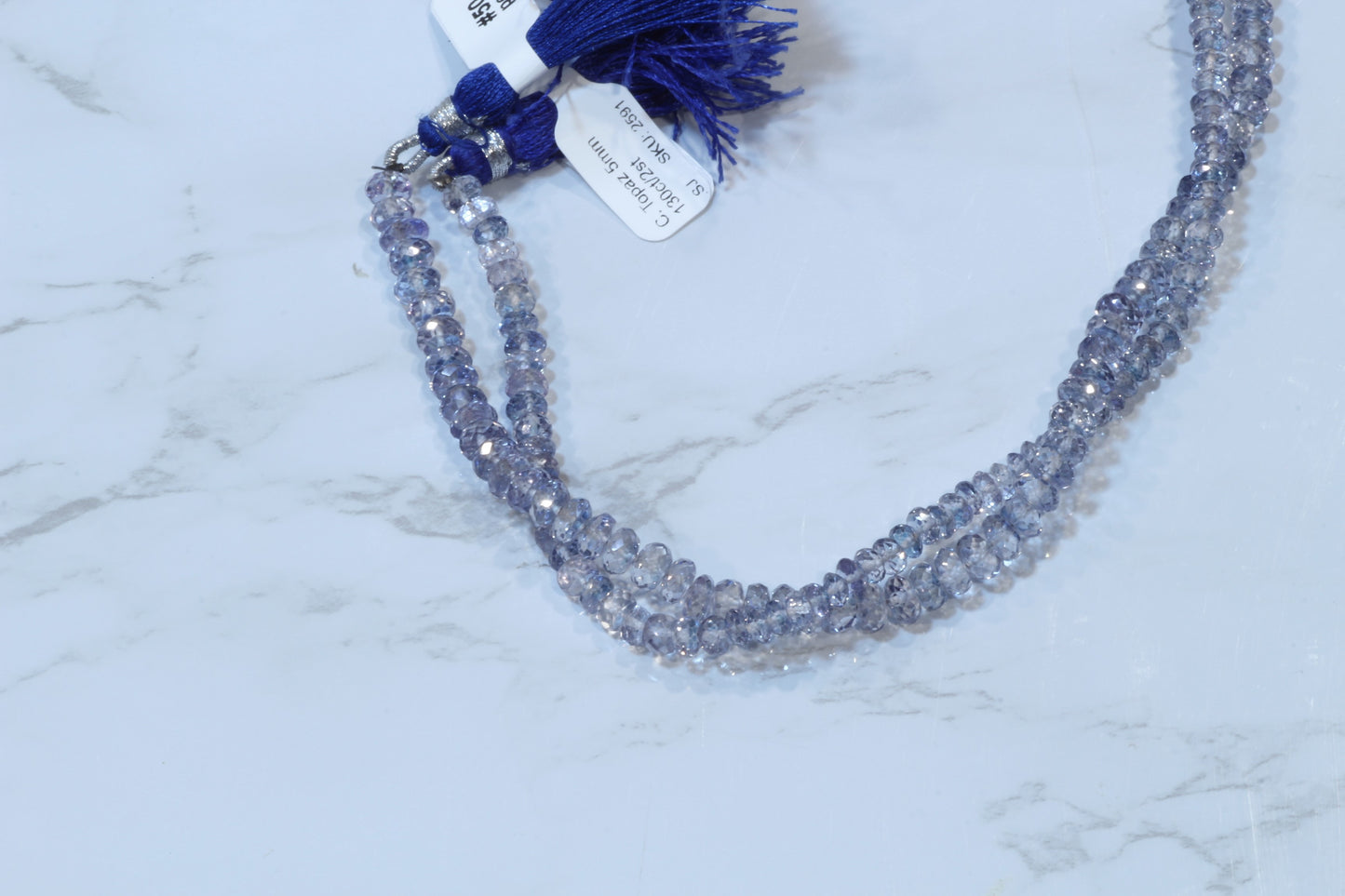 Coated Blue Topaz 5mm Faceted Rondelles