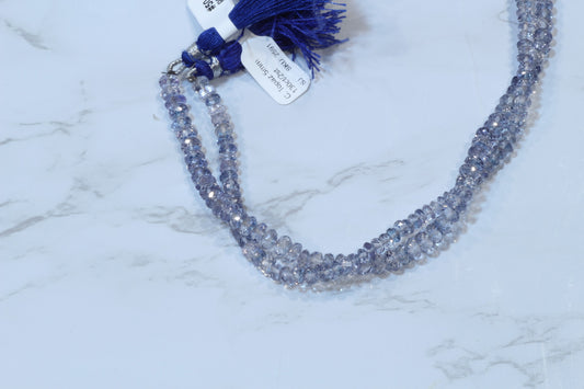 Coated Blue Topaz 5mm Faceted Rondelles
