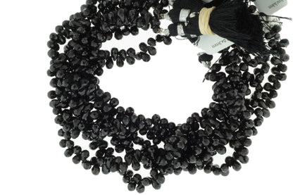Black Spinel 7x5mm Faceted Teardrop Briolettes