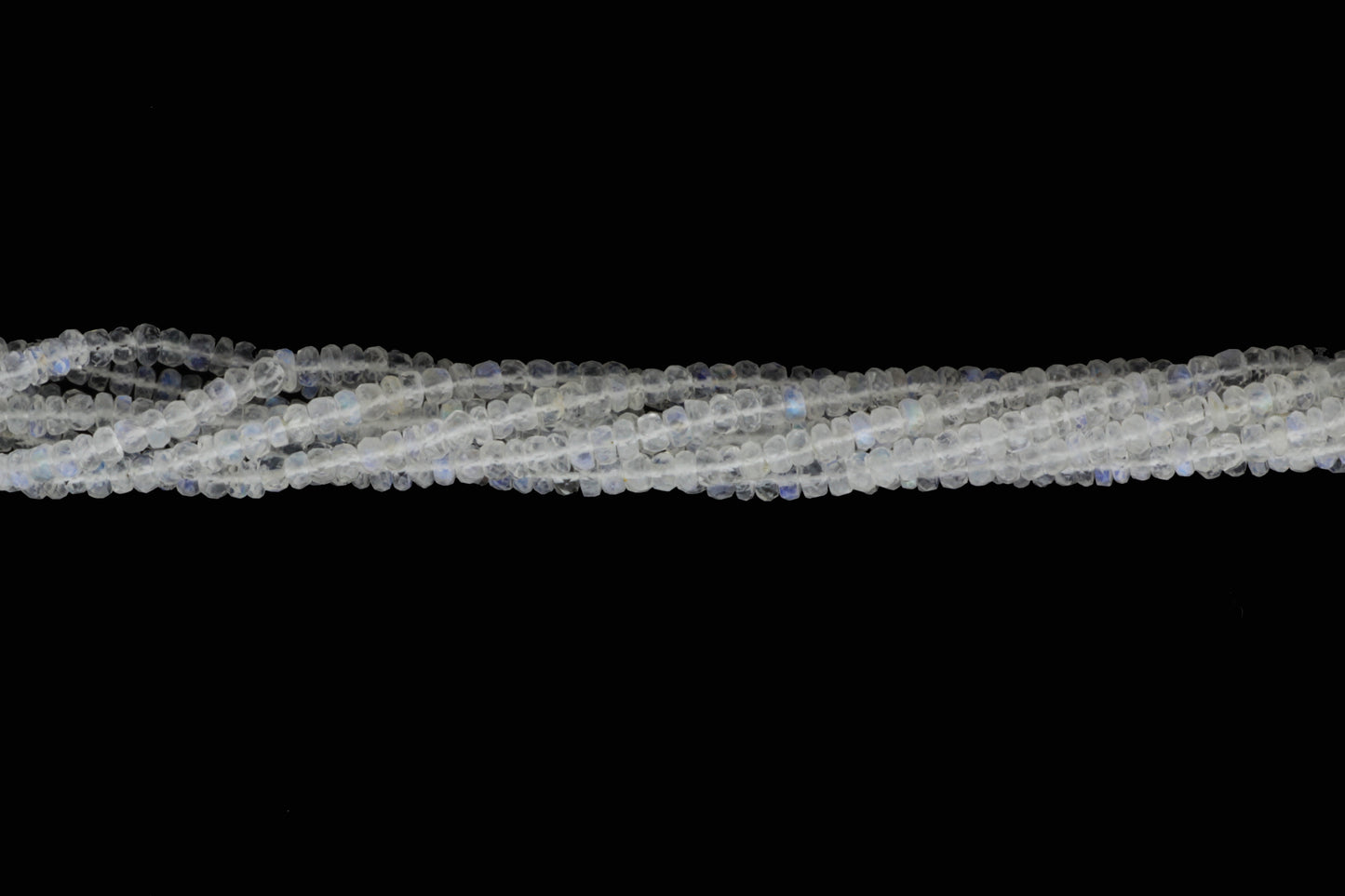 AA Blue Rainbow Moonstone 4mm Faceted Rondelles