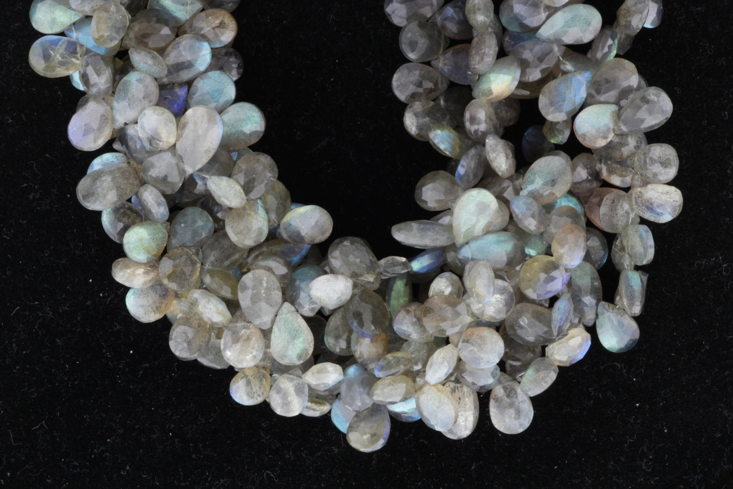 Blue Labradorite 9x6mm Faceted Pear Shaped Briolettes