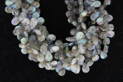 Blue Labradorite 9x6mm Faceted Pear Shaped Briolettes