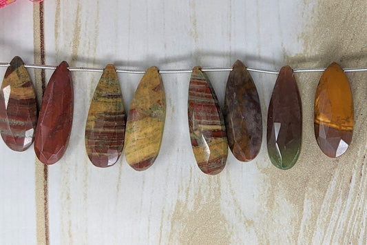 Indian Agate 25x9 Faceted Pear Shaped Briolettes