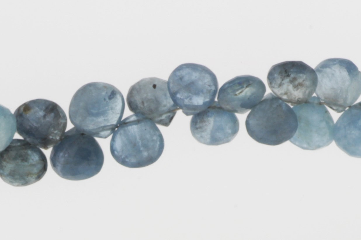 Blue Moss Aquamarine 6mm Faceted Heart Shaped Briolettes