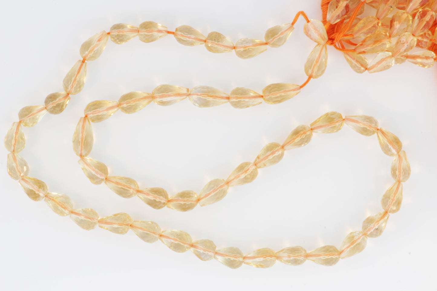Yellow Citrine 7x5mm Center Drilled Teardrop Briolettes