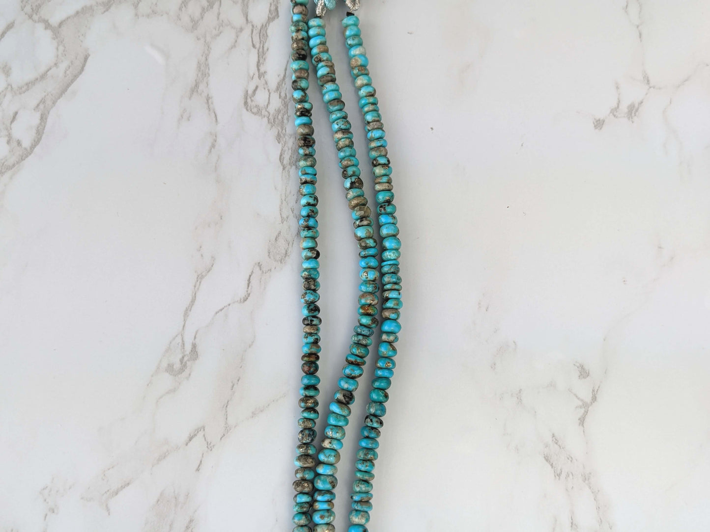 Natural Blue and Black Turquoise 5mm Smooth Rondelles