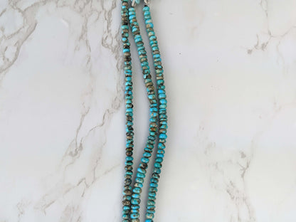 Natural Blue and Black Turquoise 5mm Smooth Rondelles