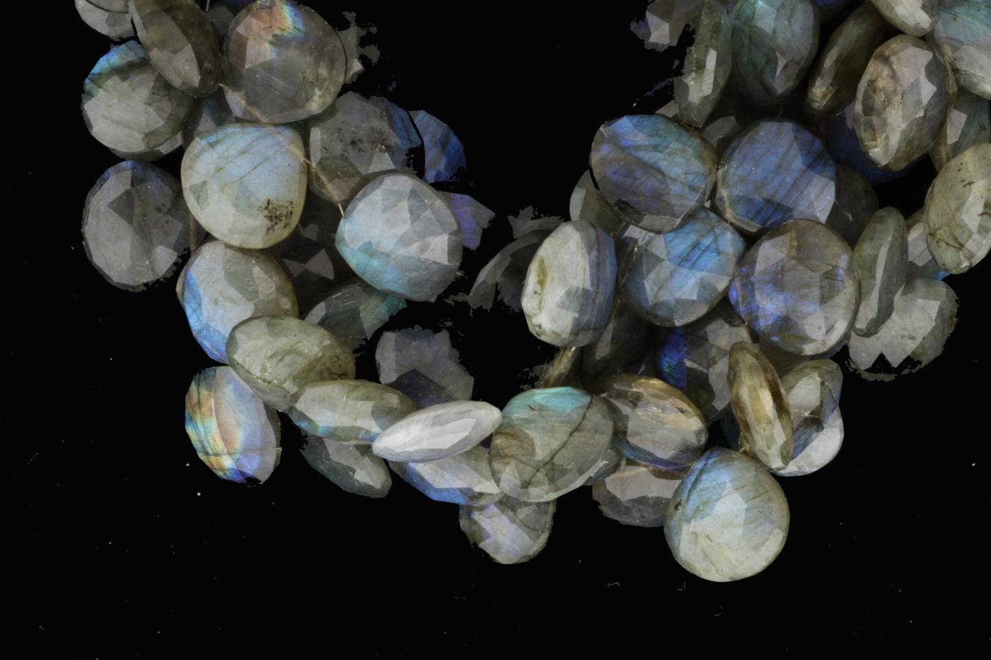 Blue Labradorite 16mm Faceted Heart Shaped Briolettes