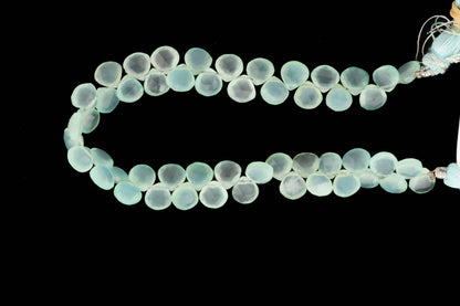 Aqua Chalcedony 7mm Faceted Heart Shaped Briolettes