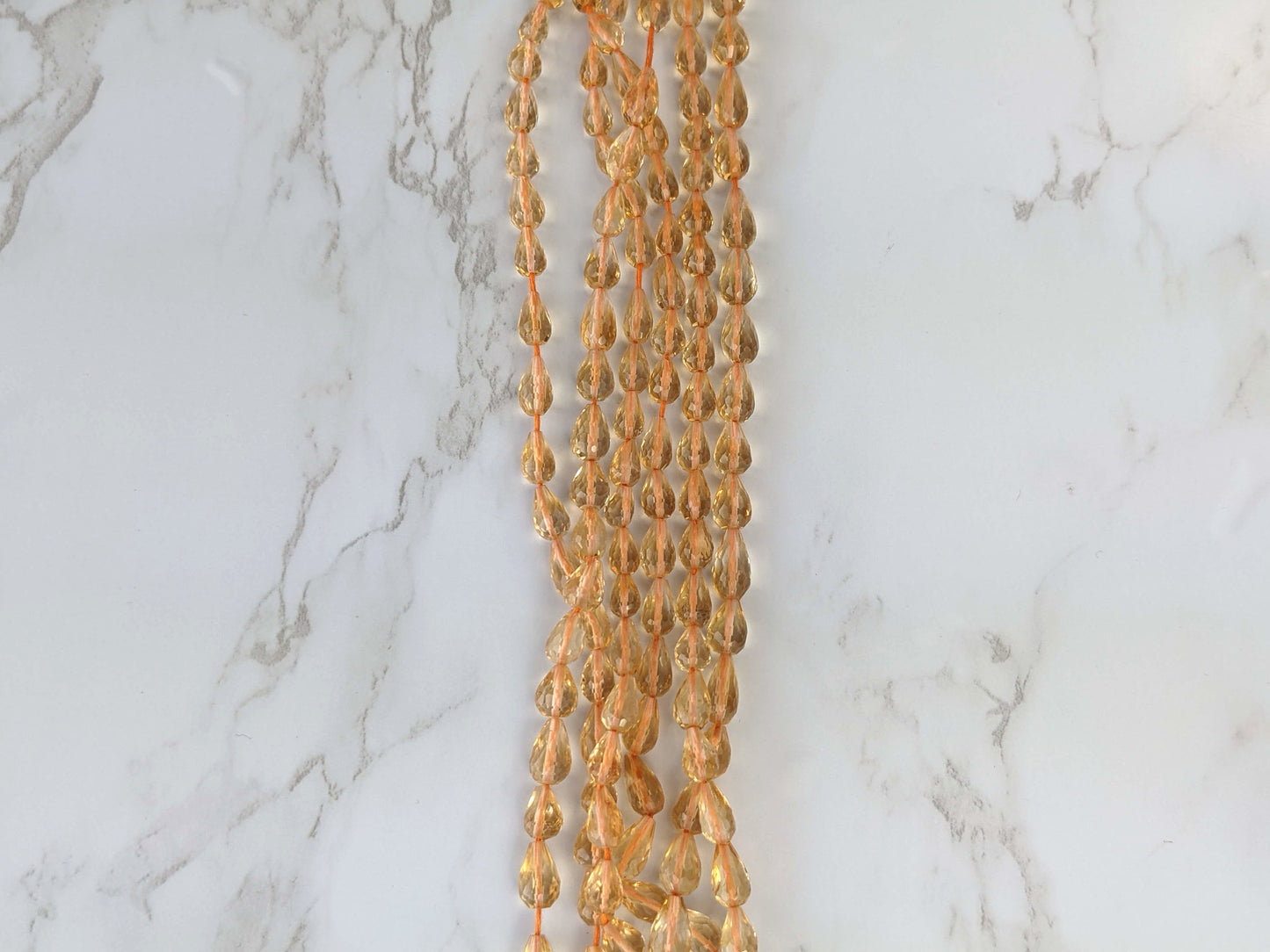 Yellow Citrine 8x6mm Center Drilled Teardrop Briolettes