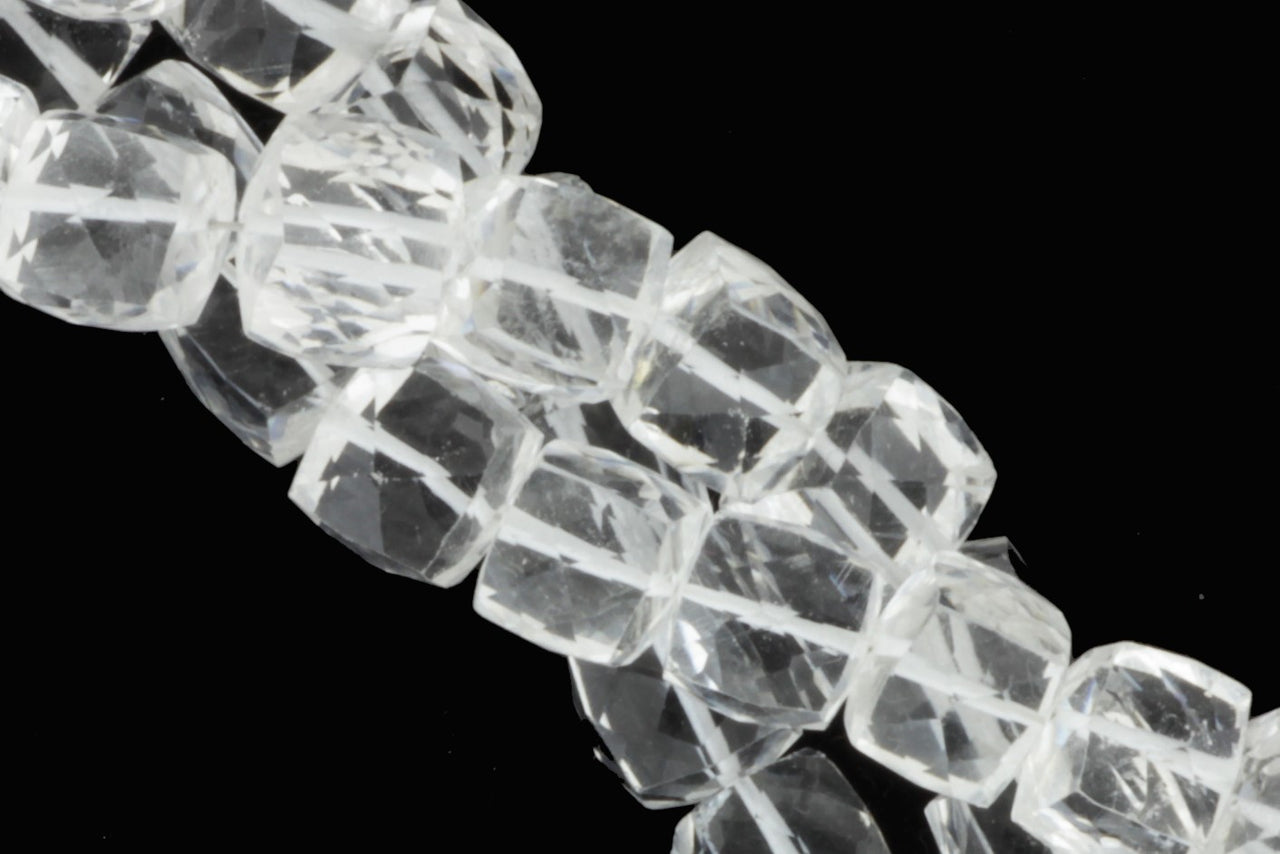 Clear Rock Crystal Quartz 6mm Faceted Cubes