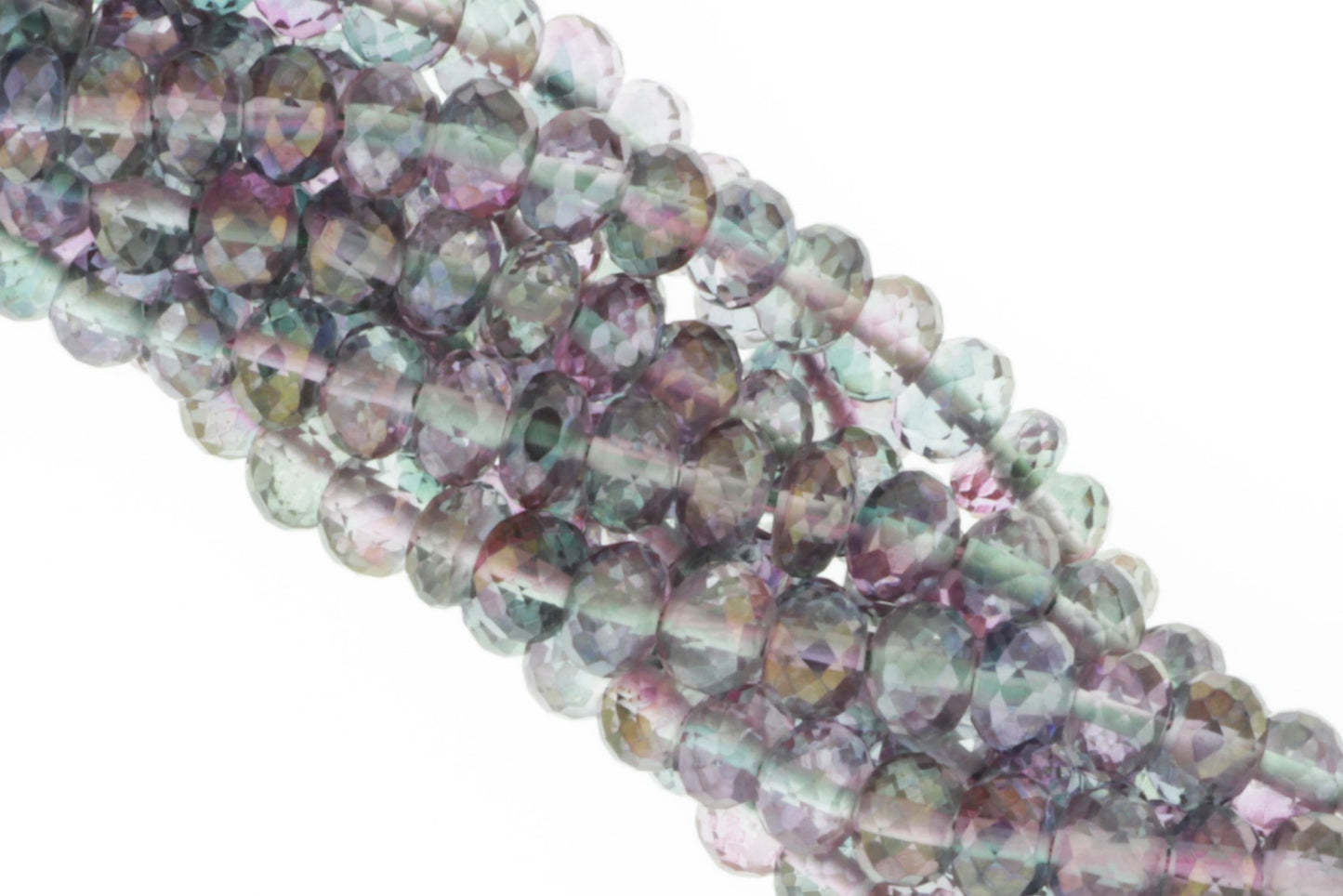 Coated Rainbow Quartz 6mm Faceted Rondelles