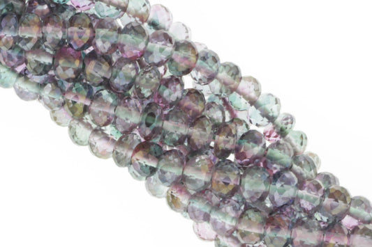 Coated Rainbow Quartz 6mm Faceted Rondelles